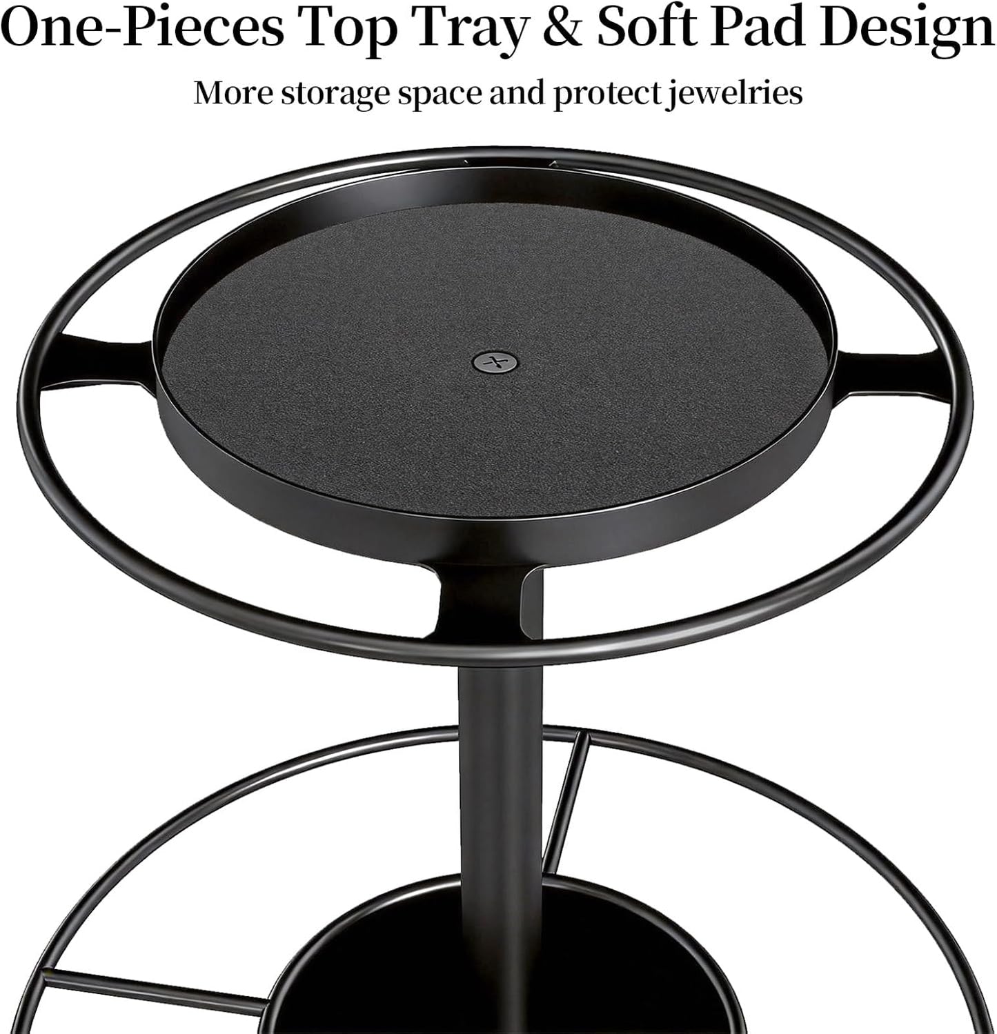 LSK Metal Sunglasses Organizer, Glasses Holder Stand with Storage Tray, Eyeglasses Holder with Anti-Slip Pads for Tabletop, Desk, Dresser, Matte Black
