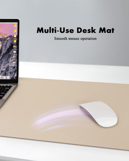 YSAGi Double-Sided Desk Pad, 31.5"x15.7"Leather Desk Mat, Eco Cork Desk Pad Protector,Large Mouse Pad,Waterproof Desk Blotter for Office/Home(Coffee)