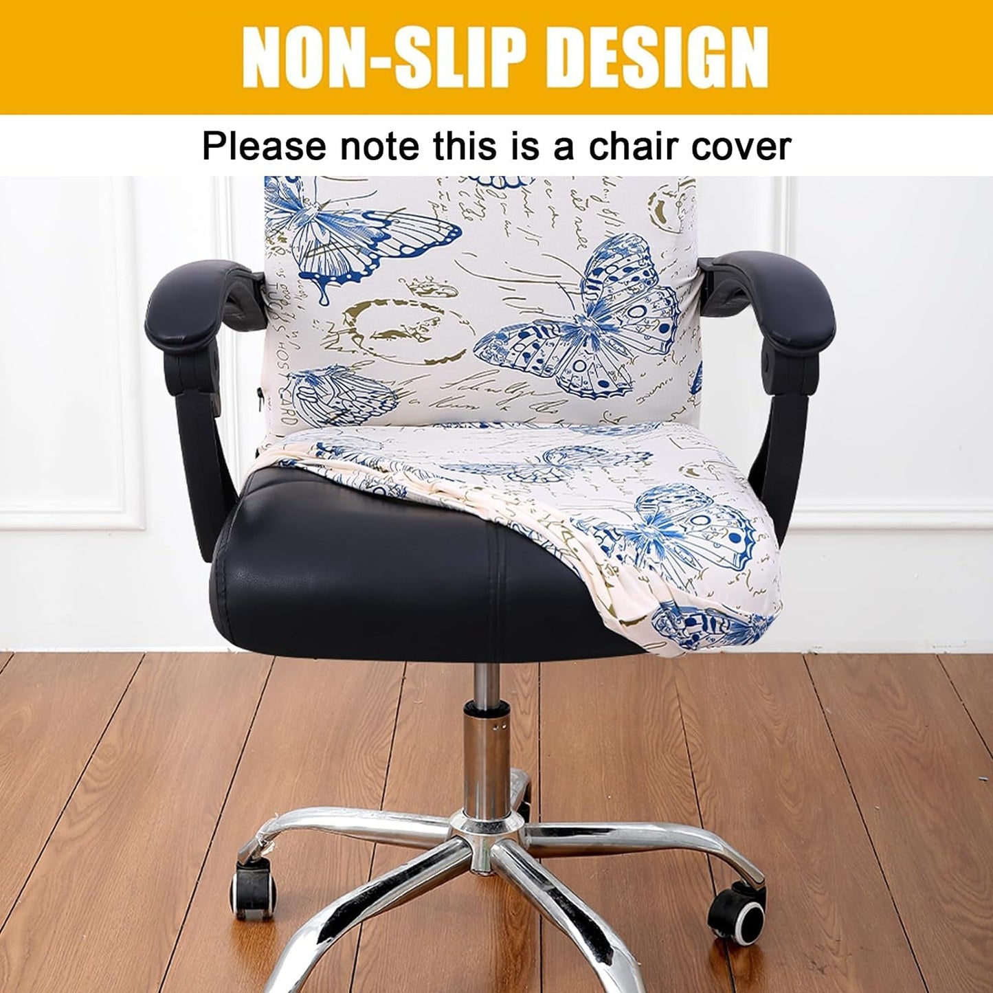 Smiry Stretch Printed Office Chair Armrest Covers, 2 Pcs Soft Fit Removable Washable Computer Desk Chair Arm Covers Protector, Black