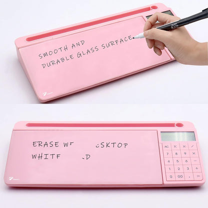 TOWON Small Compact Glass Desktop Whiteboard with Storage – 12 x 7 in Dry Erase Board for Desk, Home Office, School | Includes 5 Markers, Eraser & Holder | Space-Saving Organizer, Aesthetic Rose Gold