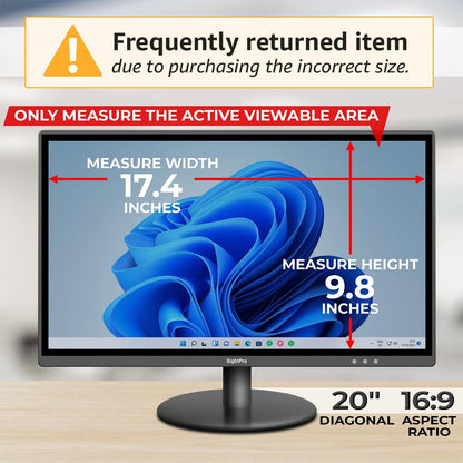 SightPro 24 Inch 16:9 Computer Privacy Screen Filter for Monitor - Privacy Shield and Anti-Glare Protector