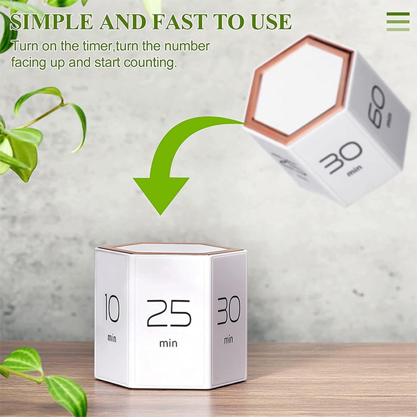 Hexagon Digital Clock Timer, Pomodoro Timer, Productivity Cube, Cubes Timer Kitchen Hexagon Flip Timer for Studying Cooking Exercising Easy to Use Flip (White)
