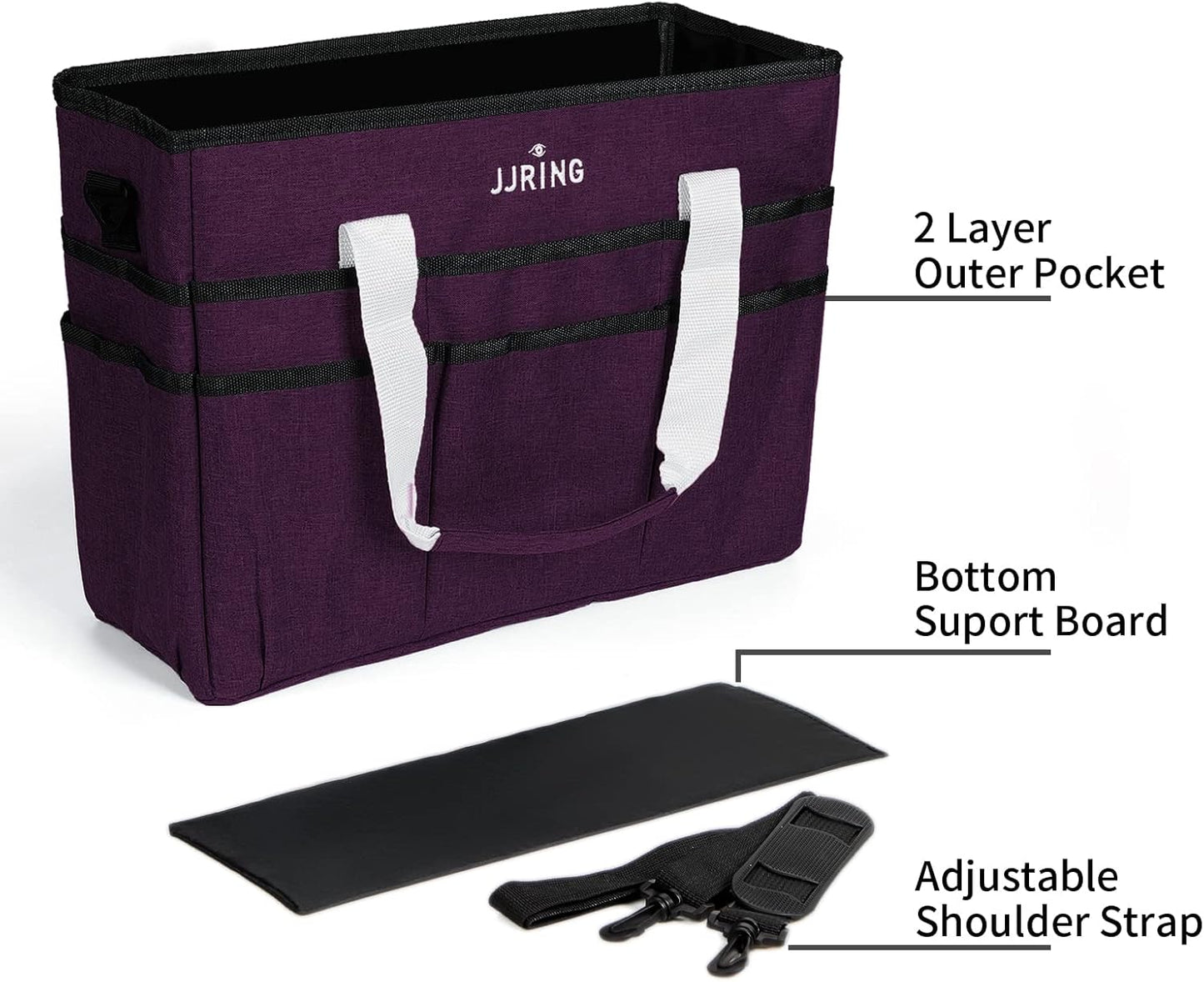 JJRING Craft Organizer Tote Bag for Art Storage, Caddy with Multiple Pockets, Bluish Green Sewing Bag for Scrapbooking, School, Medical, and Office Supplies