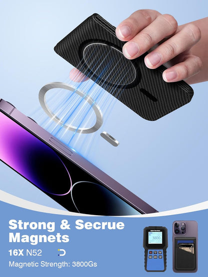 TopMade for Magsafe Wallet, Works with Apple Find My, Strongest Magnetic Wallet for iPhone 17/16/15/14/13/12 Series, Leather Magnetic Card Holder with Tracker, 7 Cards Holder, RFID Blocking, Black