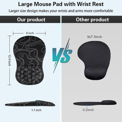 Mouse Wrist Rest, Canjoy 2 Pack Memory Foam Soft Fabric Mouse Wrist Rest Pad Support Cushion with Anti-Skid Rubber Base,Ergonomic Pain Relief Mouse Hand Rest (Black)