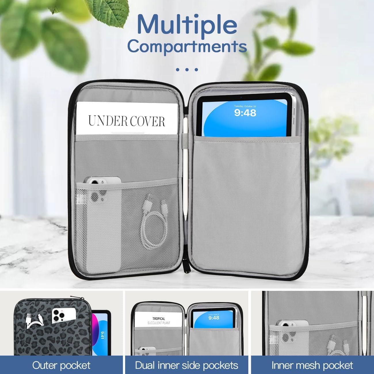 Dadanism 9-11" Tablet Sleeve Bag Carrying Case for iPad (A16) 11th Gen 11", iPad 10th Gen 10.9" Air 5/4, iPad Air M4/Pro 11", iPad 9/8/7th, Galaxy Tab A11+ Plus 11", Remarkable 2 10.3", Black