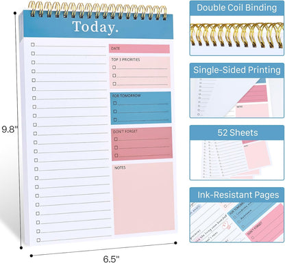 To Do List Notepad - To Do List Notebook for Work with 52 Sheets, Undated Daily Planner Perfect for Enhanced Productivity and Goal Achievement - Green