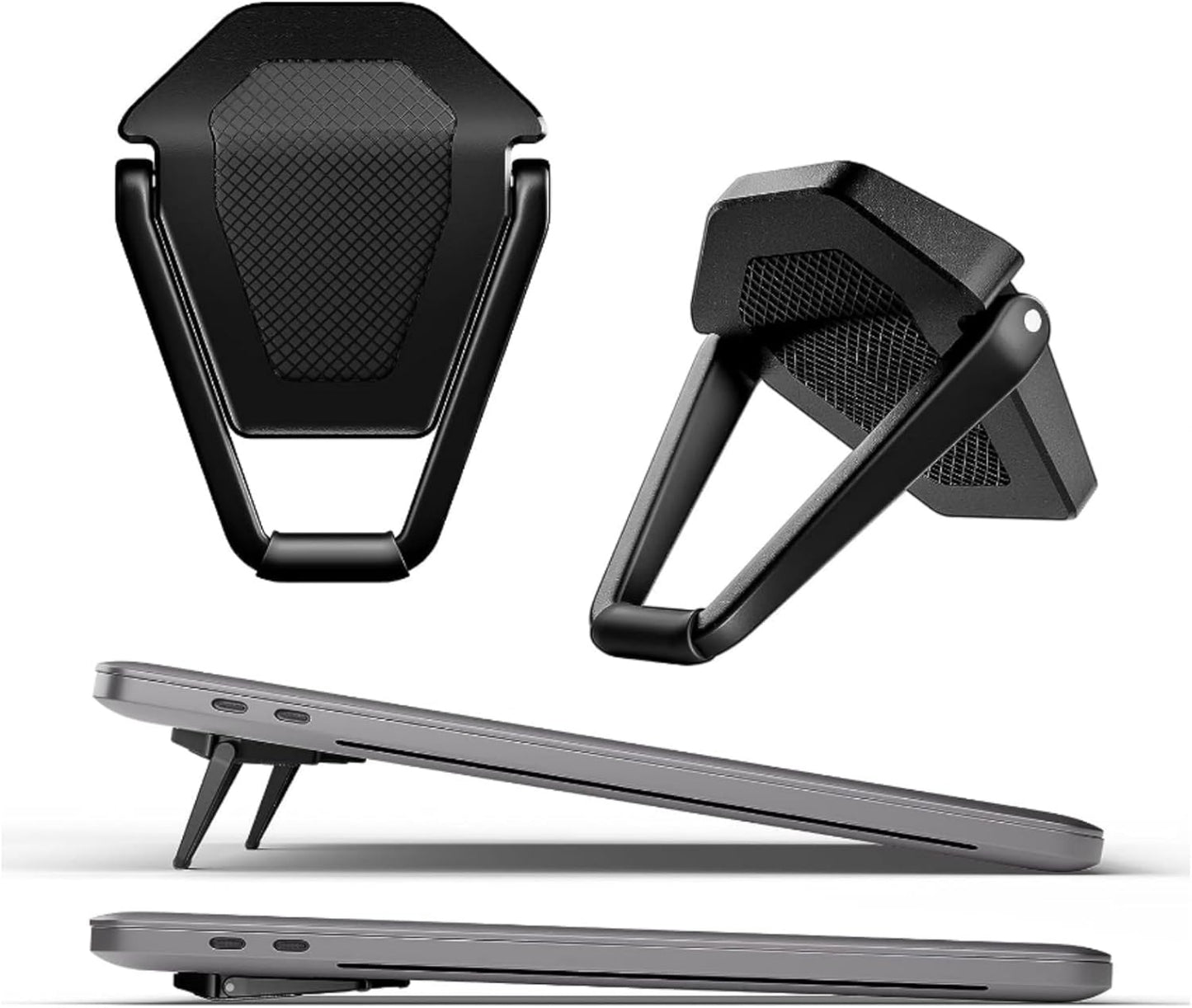 Portable Invisible Laptop Stand - 2PCS Zinc Alloy Laptop Mini Stand Heat Dissipation Pad, Laptop Lifter for 12-20 Inch Laptops (Black)