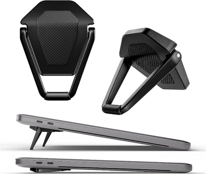 Portable Invisible Laptop Stand - 2PCS Zinc Alloy Laptop Mini Stand Heat Dissipation Pad, Laptop Lifter for 12-20 Inch Laptops (Black)