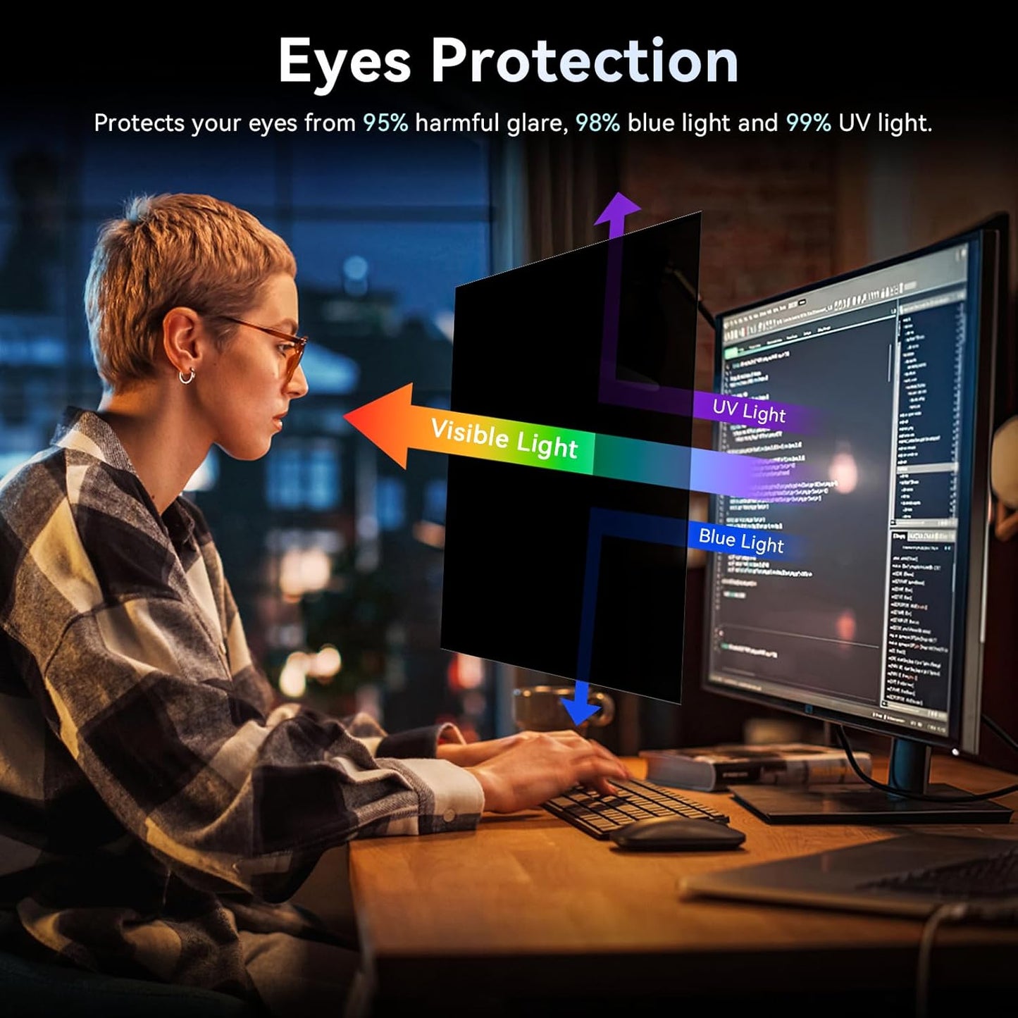 Laptop Privacy Screen 14 Inch Compatible with HP/Dell/Acer/Samsung/Asus/Lenovo/Toshiba,16:10 Aspect Removable Anti Glare Blue Light Filter Protector, 14 in Laptop Privacy Screen Shield