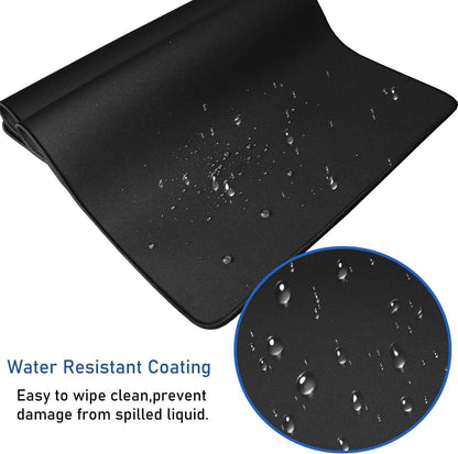 Large Extended Gaming Mouse Pad with Stitched Edges, (31.5X15.7In) Durable Non-Slip Natural Rubber Base, Waterproof Computer Keyboard Pad Mat for Esports Pros/Gamer/Desktop/Office/Home-Black