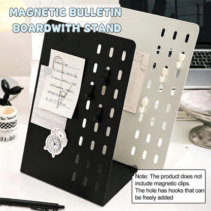 FLWAL Magnetic Bulletin Board, 13*9 Inch Magnetic Metal Desktop Memo Display Bard with Bracket, Suitable for Back to School Menu Table, Home Kitchen, School and Office Supplies (white, Large,2 Pack)