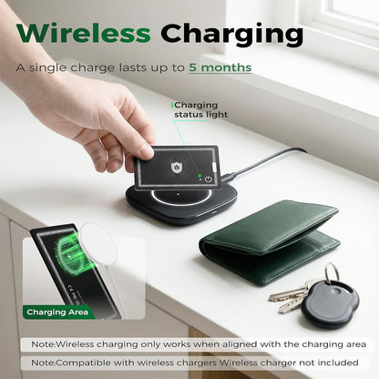 Wallet Tracker Card for Apple Find My (iOS Only, Apple MFi Certified) -Ultra Slim Rechargeable Bluetooth GPS Tracker,5-10 Years Staying Power,Item Locator for Wallet,Key Finder,Bags,Luggage(1-Pack)