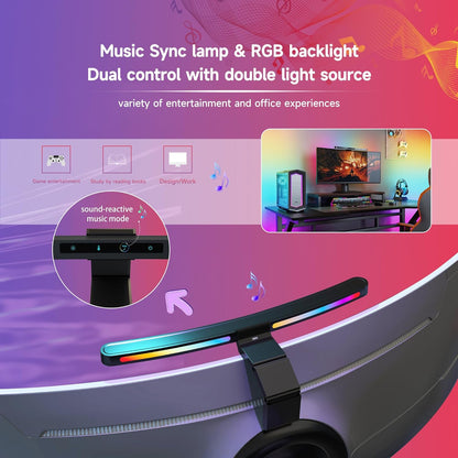 ONWAY Curved Monitor Light Bar with Wireless Remote,Monitor Auto-Dimming and Camera Base,Applicable to All Screens. No Screen Glare,for Home Office