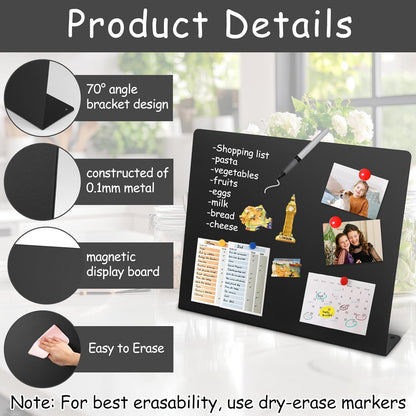 Geyoga 2 Pack Magnetic Bulletin Board with Stand, 16 x 12 Inch Black Magnet Display Board for Memo, Menu, Notes, Photos, for Kitchen Countertop, Office Desk, School