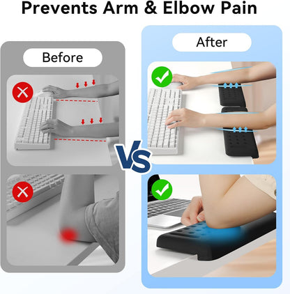 Sushret L-Shaped Desk Elbow Pad for Desk, 2-Pack Memory Foam Elbow Rest for Desk Edge Cushion, Non-Slip Ergonomic Arm Rest for Wrist, Palm & Forearm Support, Office Home, Separate Design, Black