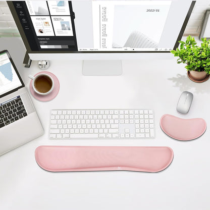 Gimars Upgrade Enlarge Silky and Superfine Fabric Gel Memory Foam Keyboard Wrist Rest Set, Ergonomic Keyboard Mouse Wrist Support for Typing Pain Relief, Comfort for Office, Gaming, Computer, Black