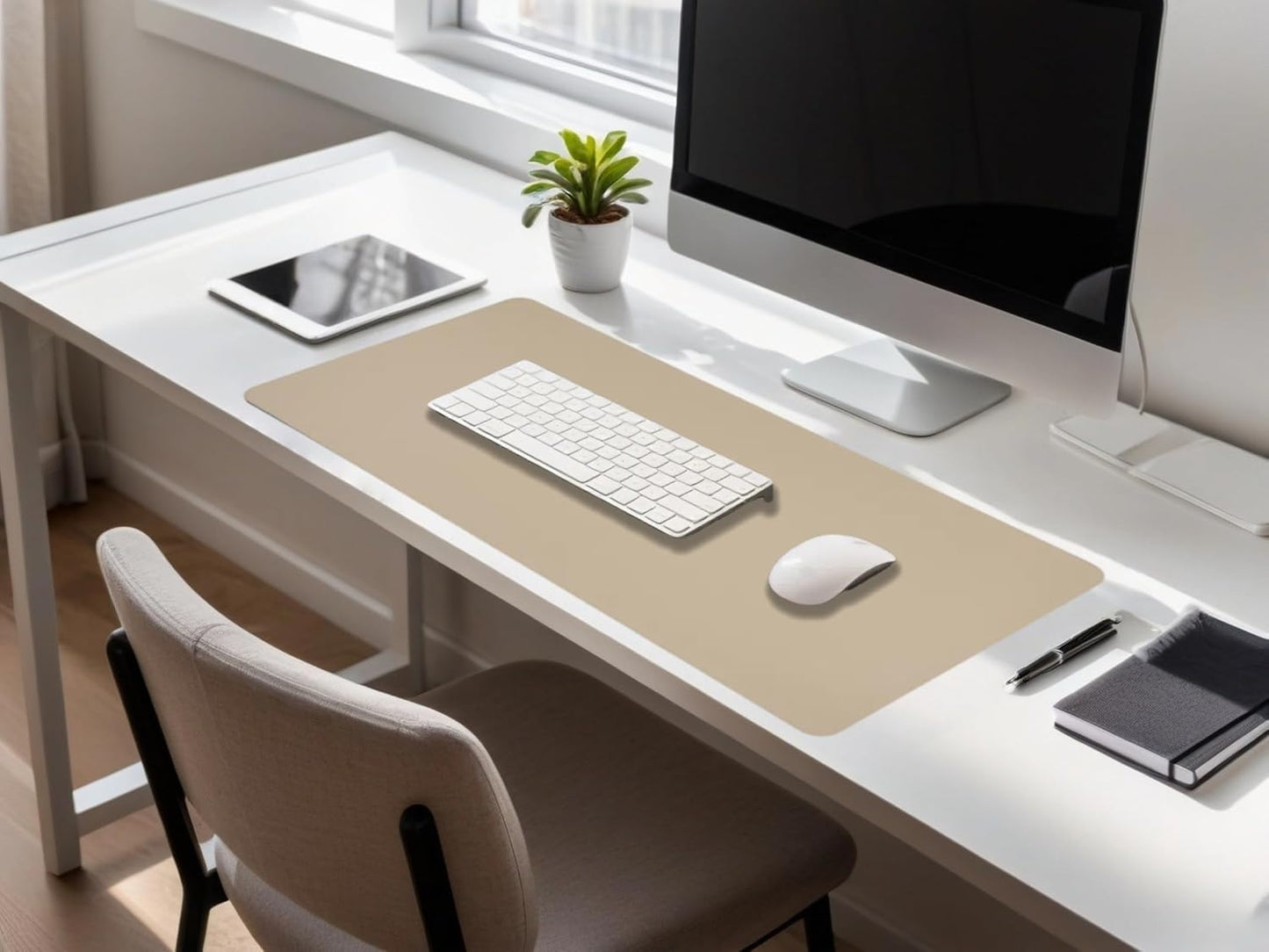 Desk Pad Mat Dual-Sided Natural Cork and PU Leather Non-Slip Water-Resistant Desk Matt for Desktop