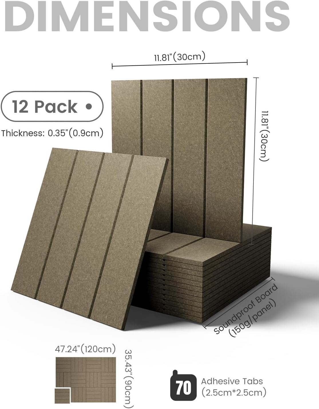 Fluxynara Large Felt Bulletin Board 48" x 36" Cork Board Alternative-12 Pack with 70 Safe Removable Adhesive Tabs, Cork Boards for Walls Cork Board for Home Office Classroom Pin Board (Oatmeal)