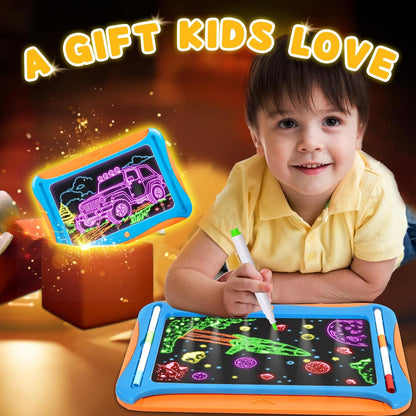 Magic LED Drawing Board for Kids, Girls Toys Age 6-8, Light Up Tracing Pad with 9 Double-Sided Cards, 6 Washable Markers, Arts & Crafts Kits Learning Toy Glow Up Doodle Board Christmas Birthday Gifts