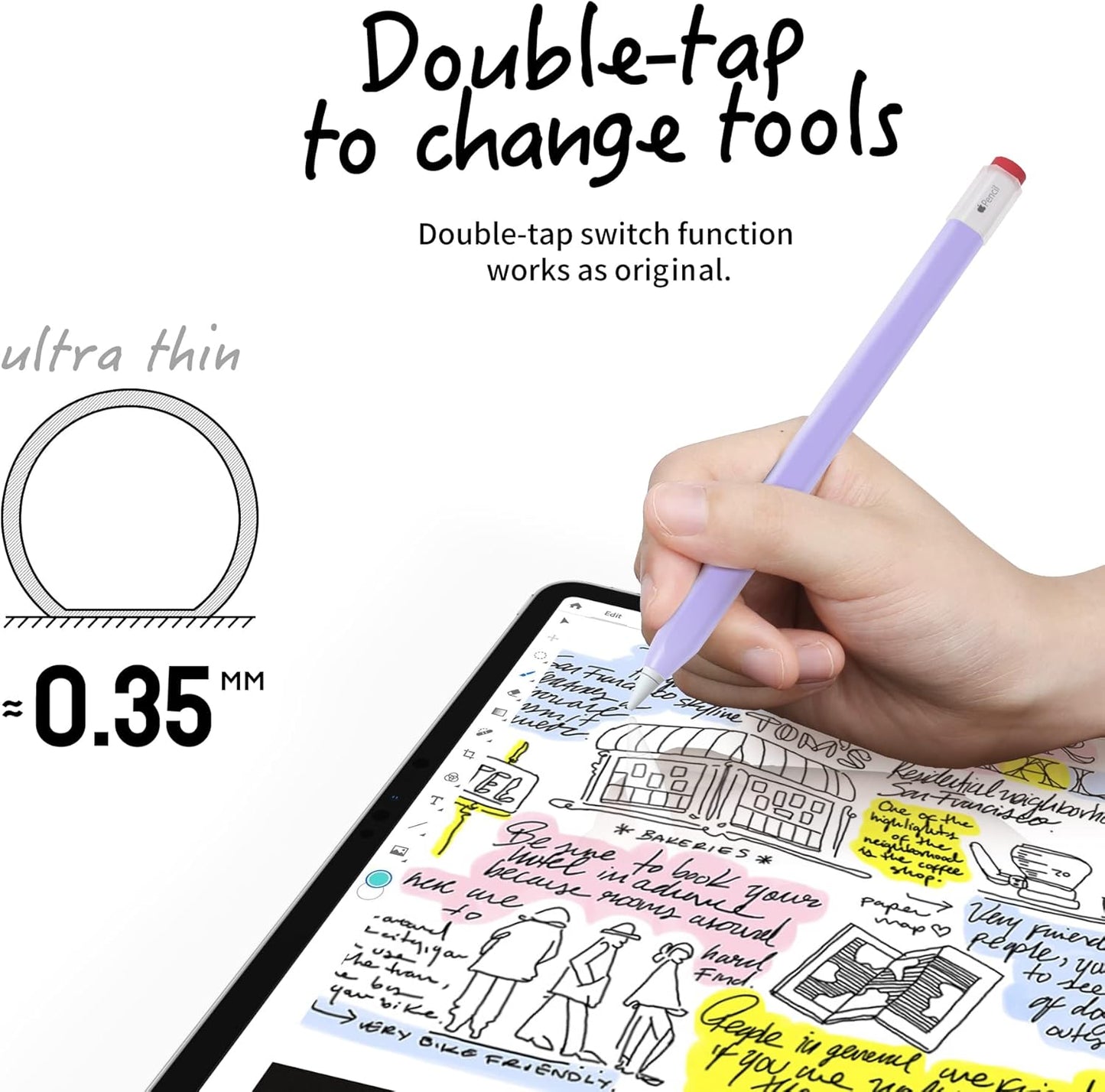 ELETIUO Silicone Case Compatible with Apple Pencil 2nd Generaion&Apple Pencil Pro Cover,Protective Holder Grip Sleeve with Cap Accessories Compatible with iPad Pro 11 12.9 inch,Yellow