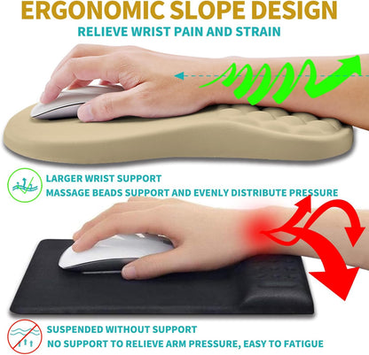 Hokafenle 2 in 1 Ergonomic Mouse Pad Wrist Support & Wrist Rest for Computer Keyboard Set, with Relieve Carpal Tunnel Pain Massage Bulge and Full Memory Gel Design (2In1 Set, Black)