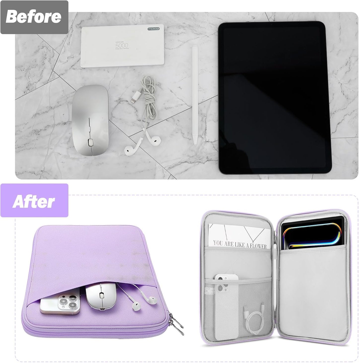 MoKo 9-11 Inch Tablet Sleeve Case, Fits New 11inch iPad Air M4/Pro M5, iPad A16 11", i-Pad 10/9/8/7th/Air 5/4th 10.9"/10.2", Tab S9/S8 11", Protective Bag Carrying Case with Pocket, Dark Gray