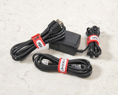 Wrap-It Storage Cinch-Straps, 5-in (20-Pack) Black - Hook and Loop Strap with Write on Label for Easy Cord Identification and Cable Management