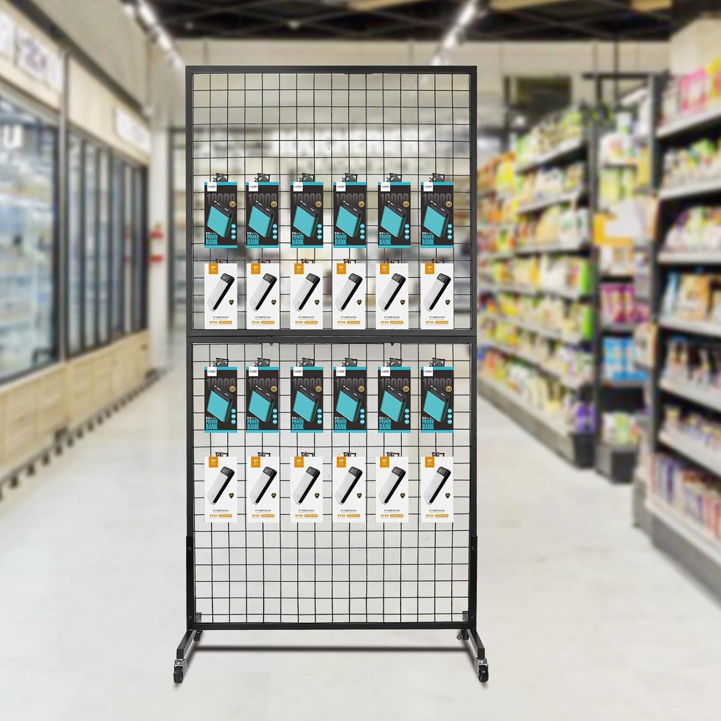 NectaCol Grid Wall Panels, 2 Packs 2'x 6' Gridwall Panels Tower with T-Base, Black Wire Grid Wall Display Rack, Craft Show Display Rack, Art Gridwall Display Stand