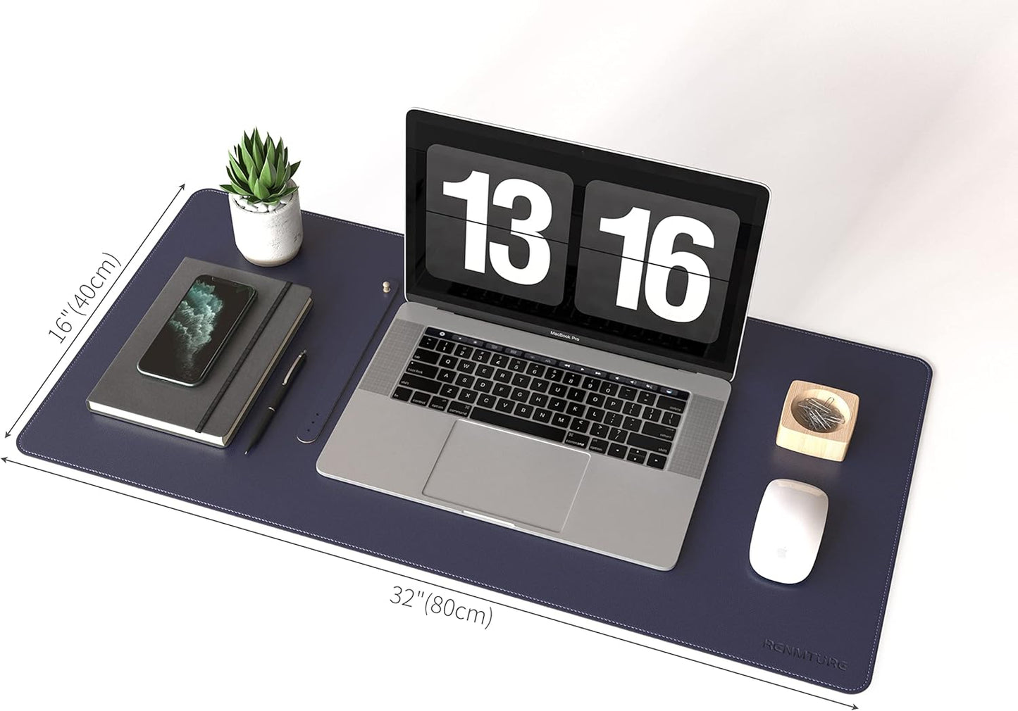 RENMTURE Dual-Sided Mouse Pad, Natural Cork & PU Leather Large Desk Pad for Office and Home Work, Desk Protector Non-Slip, Waterproof, Easy Clean (Olive Green, 32"x16")