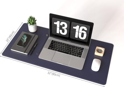 RENMTURE Dual-Sided Mouse Pad, Natural Cork & PU Leather Large Desk Pad for Office and Home Work, Desk Protector Non-Slip, Waterproof, Easy Clean (Olive Green, 32"x16")