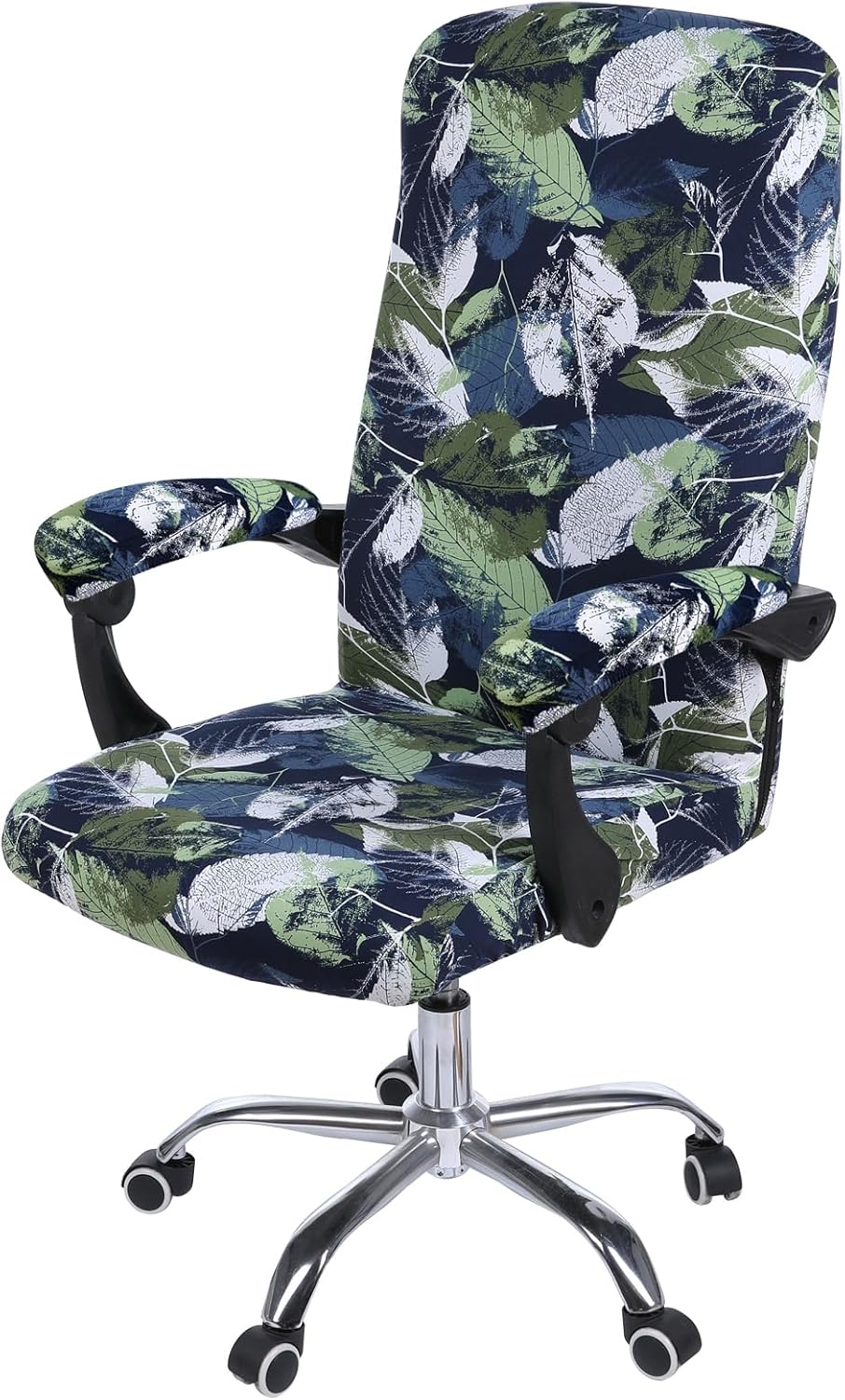 Smiry Stretch Printed Office Chair Armrest Covers, 2 Pcs Soft Fit Removable Washable Computer Desk Chair Arm Covers Protector, Black