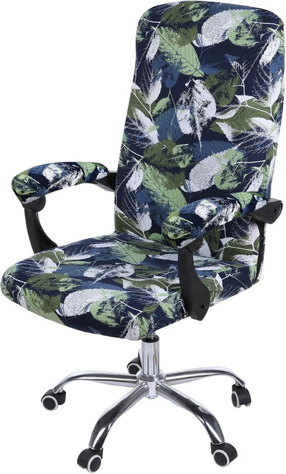 Smiry Stretch Printed Office Chair Armrest Covers, 2 Pcs Soft Fit Removable Washable Computer Desk Chair Arm Covers Protector, Black