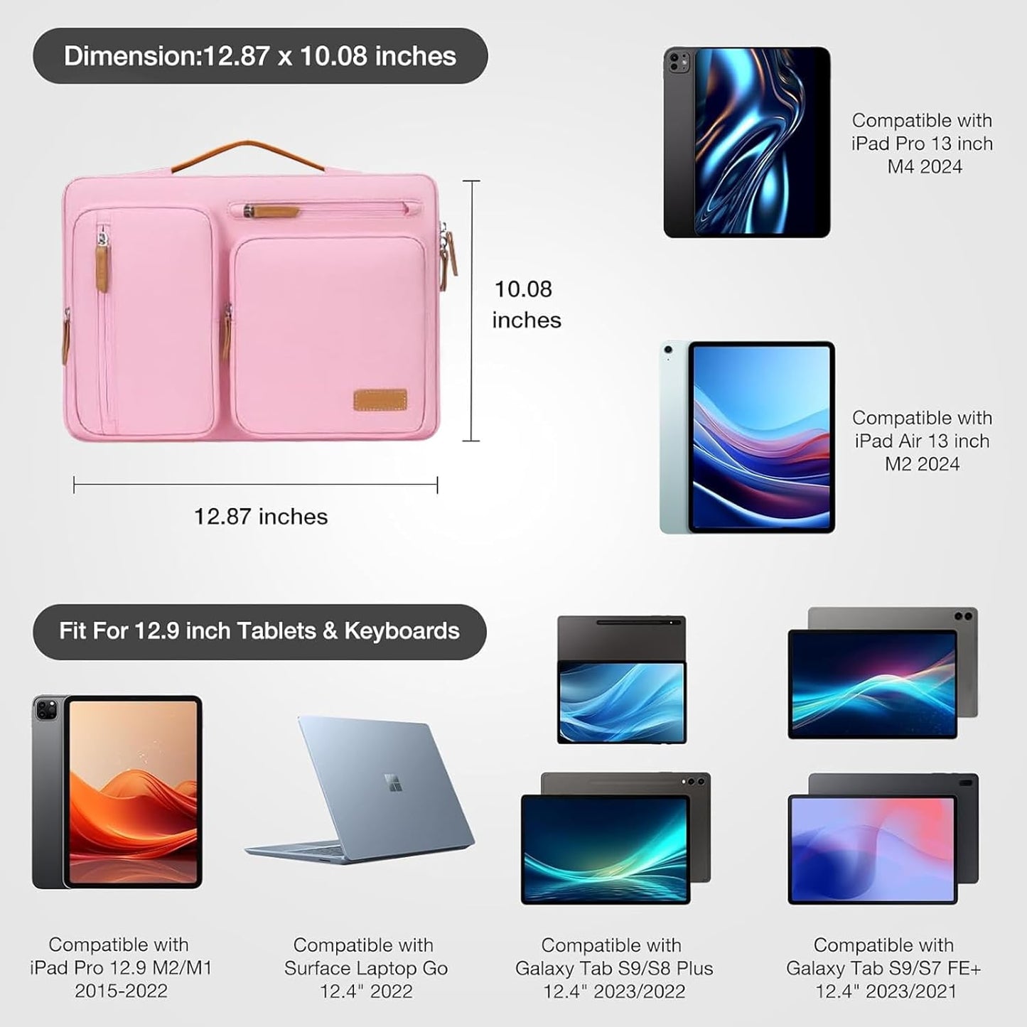 MOSISO 9-11 inch Tablet Sleeve Case for iPad A16 2025, iPad Air 11 inch M3 M2, iPad Pro 11 M4, iPad 10/9/8/7th, Galaxy Tab A9+/S9/S8/Plus 11, Side Open Carrying Bag with 4 Zipper Pockets, Black