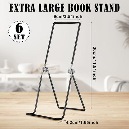 6 Pack 9.17 Inch Large Metal Book Stand for Display Adjustable Display Holder Easel Collector Stand for Home Office Back to School Books Frames Comic Plates Album CD Magazine