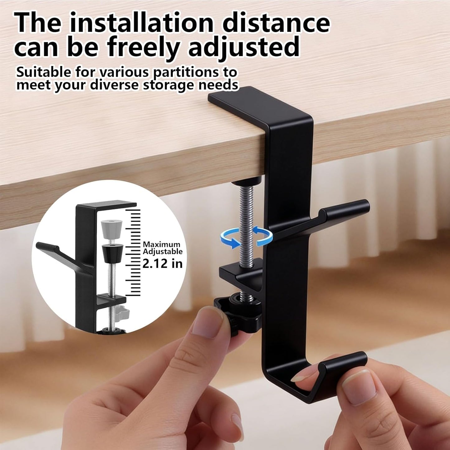 KISOY 2Pcs Purse Hook for Table Desk Bag Hook Purse Hanger for Table Backpack Hanger Headphones Holder underdesk Hook Bag Holder for Table (Black)