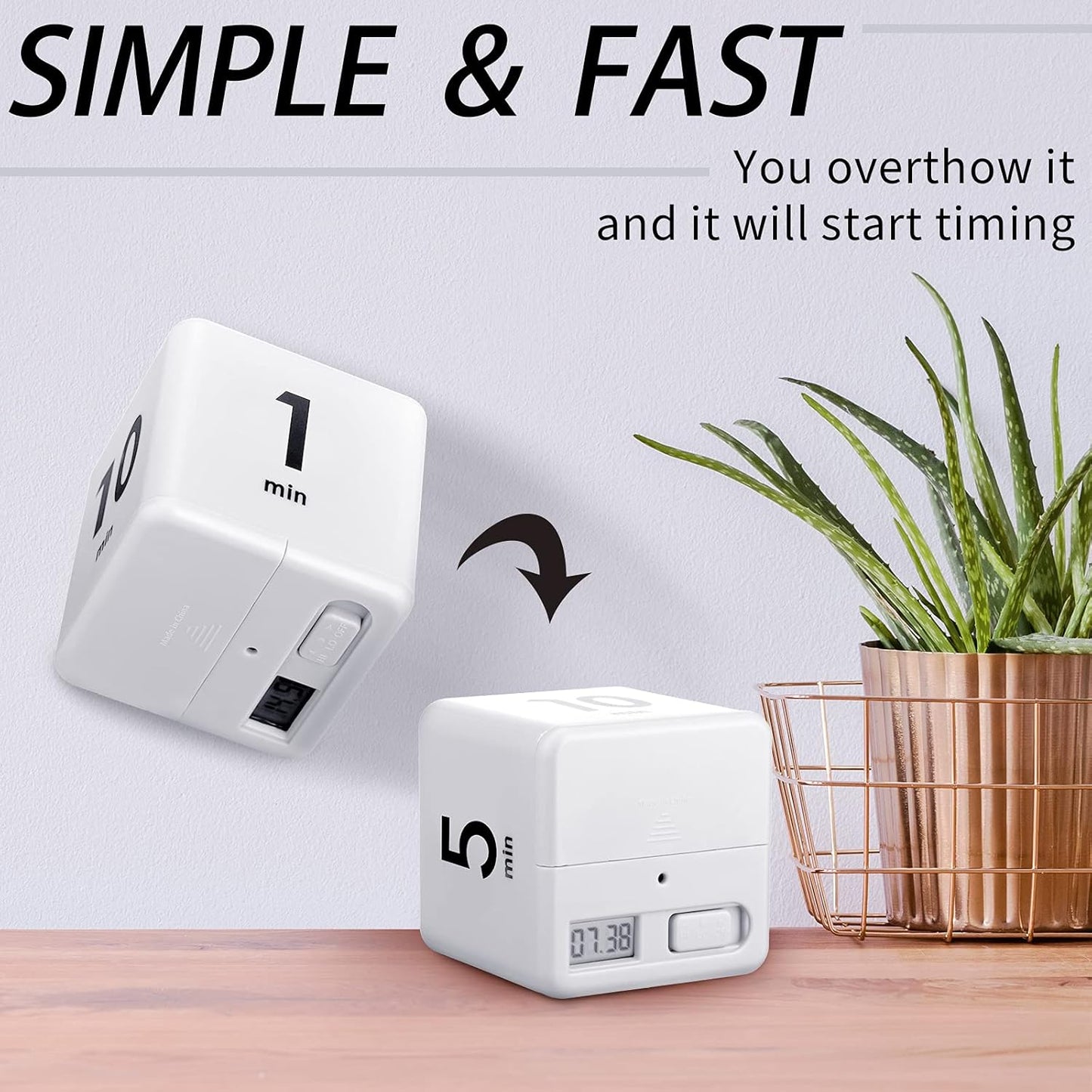 Weewooday 2 Pieces Cube Productivity Timer Flip Gravity Sensor Flip Countdown Countup Workout Timer Management 1 3 5 10 Minutes and 15 20 30 60 Minutes for Work Learning Kitchen Cooking(Green, Blue)