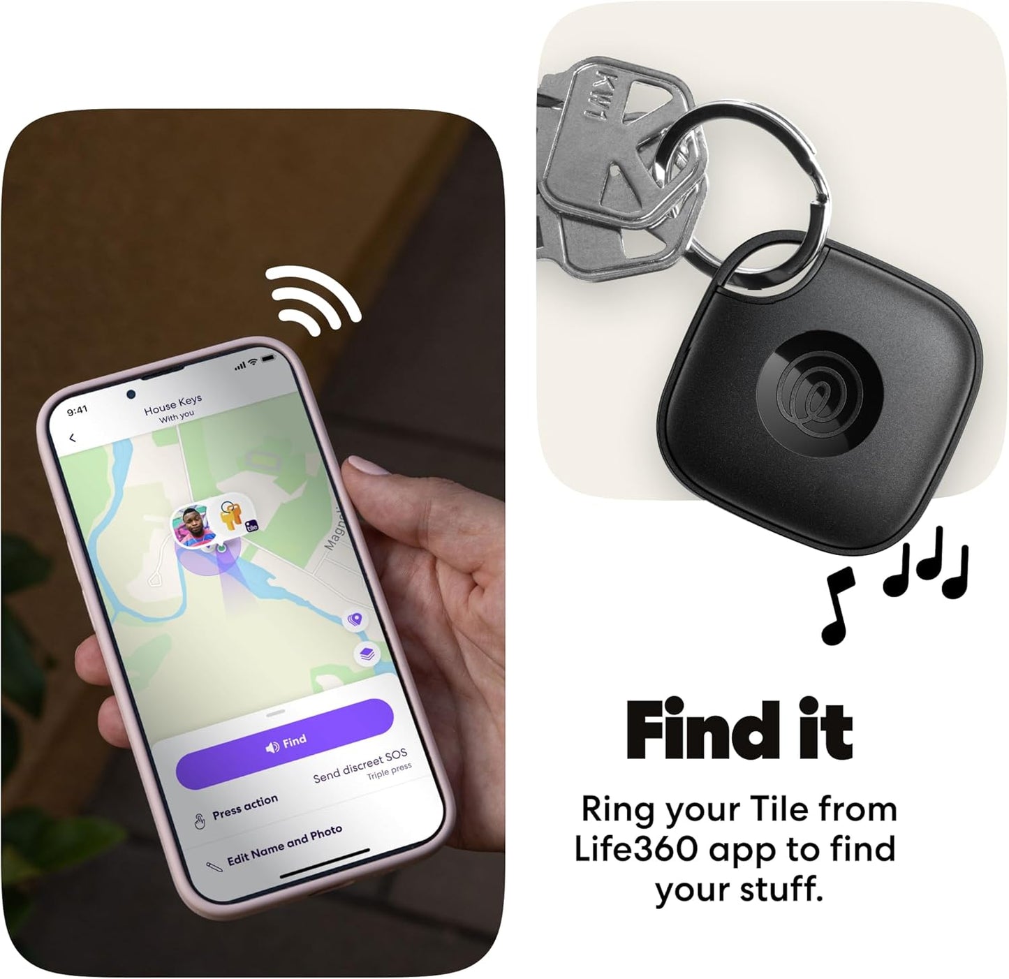 Life360 Tile - Bluetooth Tracker, Keys Finder and Item Locator for Keys, Bags and More. Phone Finder. Both iOS and Android Compatible. 2-Pack (Black/White)