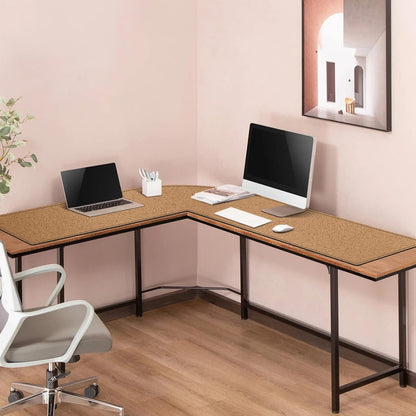 MAIDERN (51” + 51”) x 15.7” L Shaped Corner Desk Mat, Cork & Leather Reversible Desk Pad for Gaming Computer Office Home (Black) …