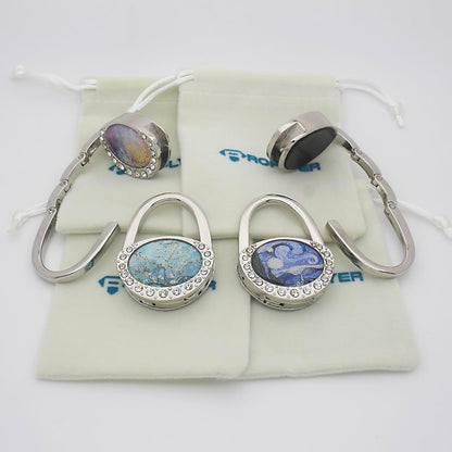 ROFLYER Handbag Shape Design Metal Foldable Purse Bag Hook Table Hanger,Set of 4