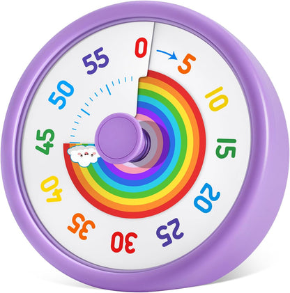 HIPPIH Visual Timer for Kids, 60 Minute Countdown Timers for Classroom Kitchen Office, Rainbow Disk Desk Timer Clock with Silent Operation, Pomodoro Timer Time Management Tools for Toddler ADHD Blue