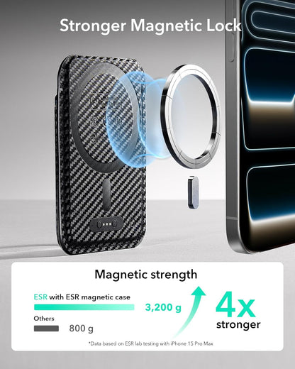 ESR Geo for MagSafe Wallet with Full Find My Functionality, RFID Blocking, 5 Cards Holder for Phone Case, Strong Magnetic Wallet for iPhone 17e/17/16/15/14/13/12 Series, Not for 13/12 Mini, Black