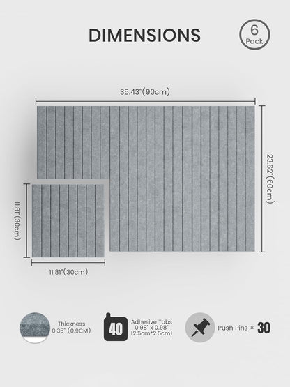 Bumusty Large Cork Board Alternative-48 x 36" Felt Bulletin Board Tiles, with 30 Pushpins, 70 Adhesive Tabs, Fine-Stripe 12-Pack, Cork Boards for Office Push Pin Board Felt Board-Oatmeal