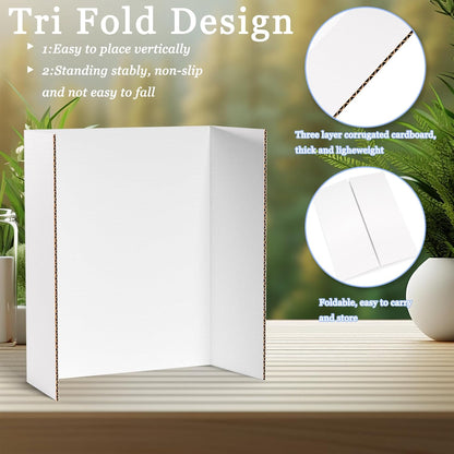 AKONEGE 3Pcs Small Trifold Poster Board, 21 x 14 inches White Tri Fold Poster Boards Corrugated Presentation Board Science Fair Display Boards for School Fun Projects, Exhibitions and Business