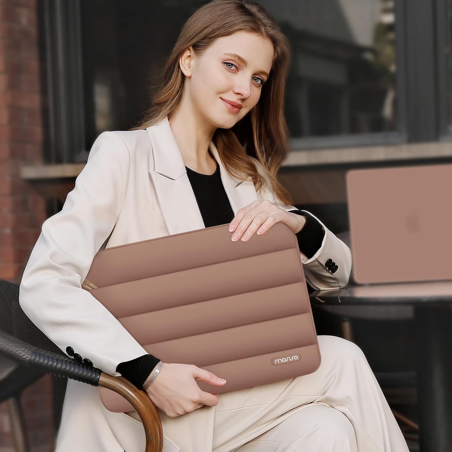 MOSISO Laptop Case 13.3 inch,13-13.3 inch Puffy Laptop Sleeve Compatible with MacBook Neo/Air 13.6 M5 M4 M3 M2 M1/Pro 13/14,HP Dell ASUS Lenovo,Polyester Horizontal Bag with Small Case, Sand