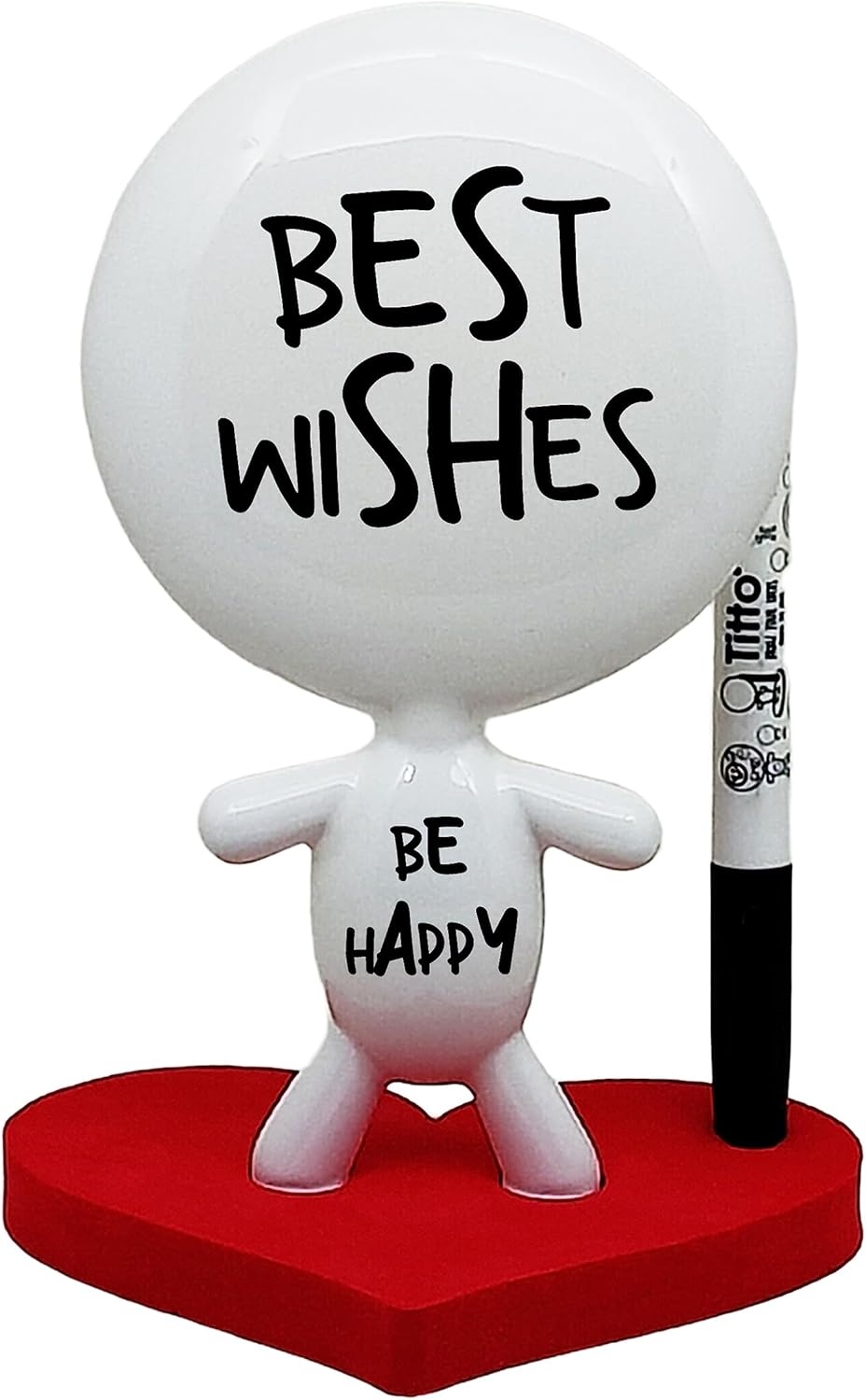 Dry Erase Board - TITTO in Love, Draw Your Ideas - Ceramic Doll - Black Office Design Desk - Coworkers Office Home Gift (Black)