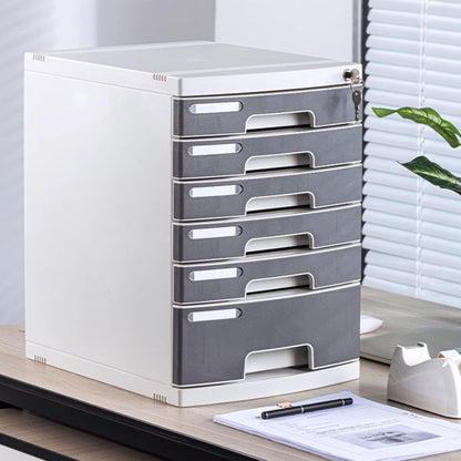 Lockable File Box - A4 Plastic Storage Drawer Cabinet, Office Document Holder, Desk Organizer for Files and Supplies, 4-7 Tier (5 Layers)