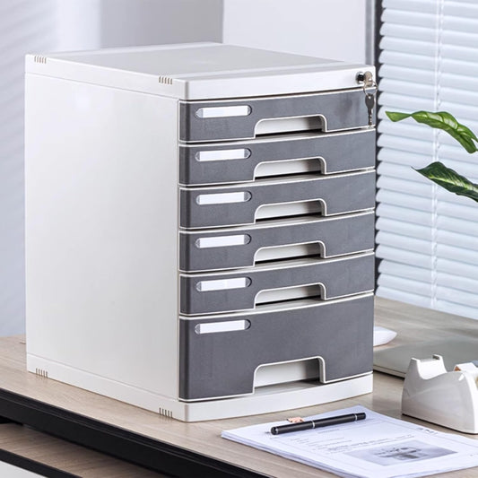 Lockable File Box - A4 Plastic Storage Drawer Cabinet, Office Document Holder, Desk Organizer for Files and Supplies, 4-7 Tier (5 Layers)