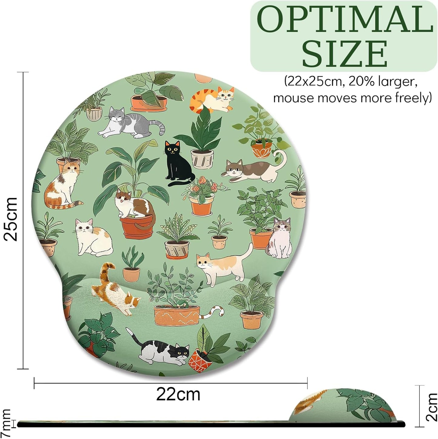 LIMKRIAN Cat Ergonomic Mouse Pad with Wrist Rest, Gaming Mouse Pad with Wrist Support, Funny Mouse Pads for Desk, Computer Mousepad with Non-Slip Pain Relief PU Base, Cute Office Desk Accessories
