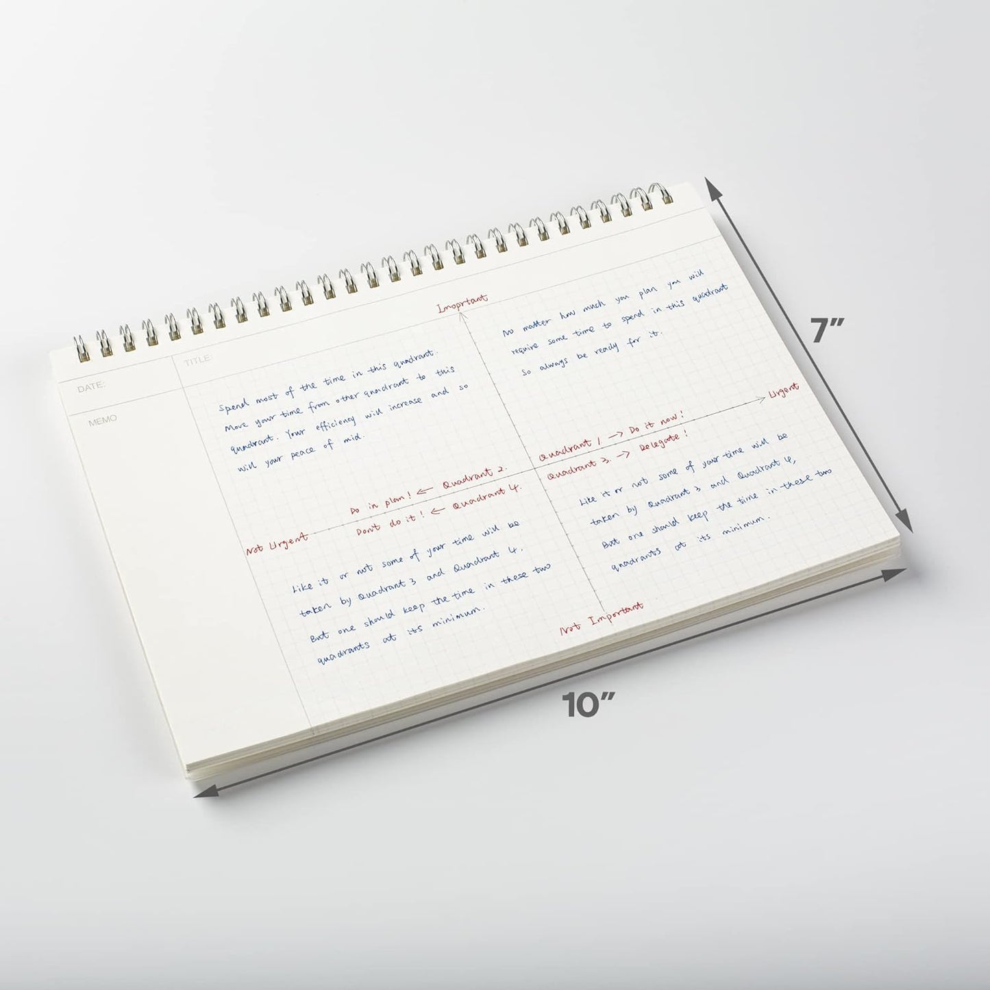 TWONE Spiral Graph Paper Notebook with Transparent Plastic Cover, 60 Sheets, 7" x 10" for Home, School, Math,Cornell Notes, College Students